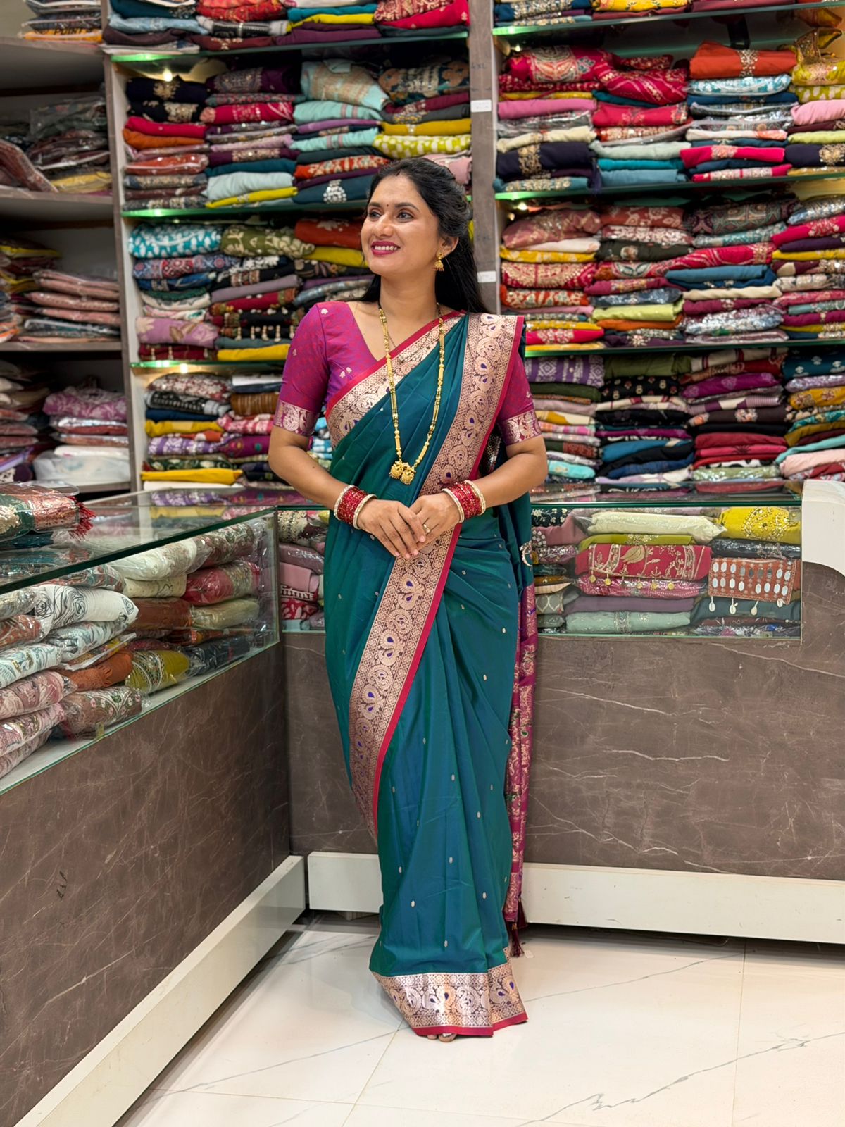 Traditional Silk Peshwai Saree - Morpankhi