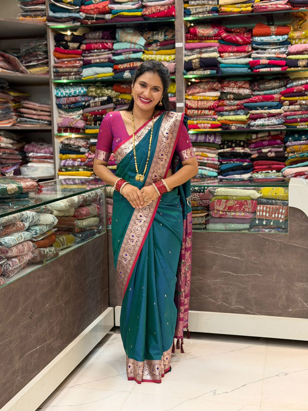 Traditional Silk Peshwai Saree - Morpankhi