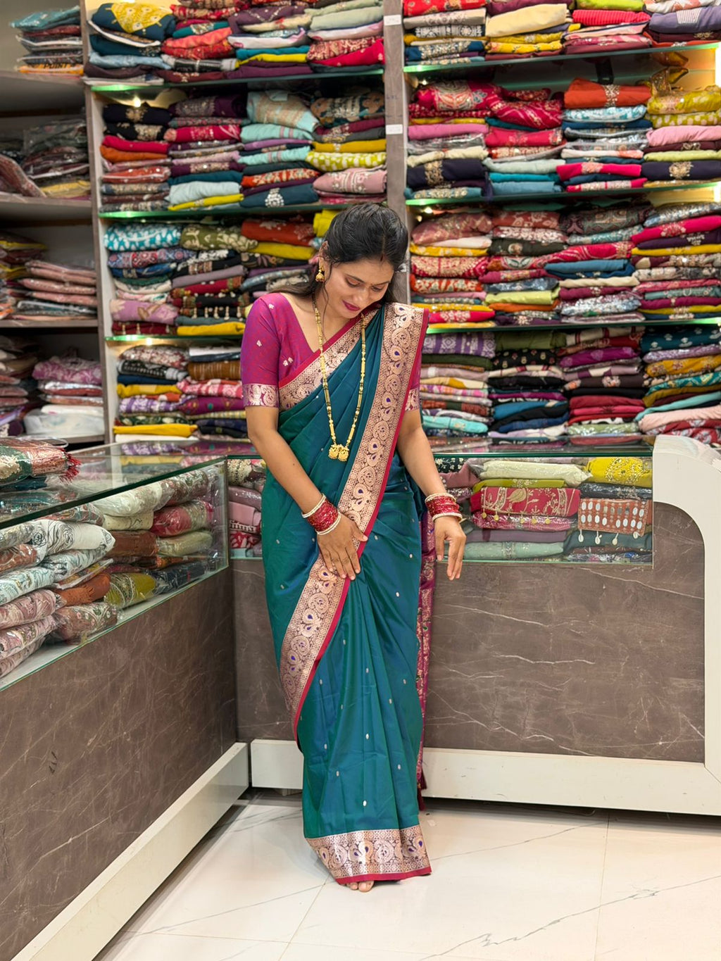 Traditional Silk Peshwai Saree - Morpankhi