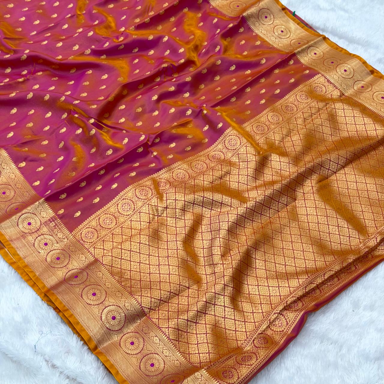 Nandini Bhumkai Saree-  Dark Pink Shade