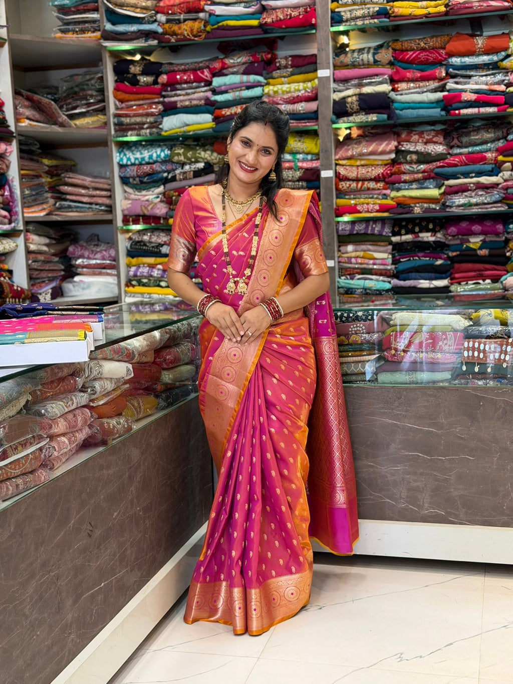 Nandini Bhumkai Saree- Orange Shade