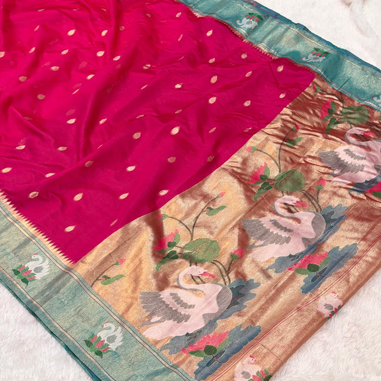 Bambu Organza Saree -Pink