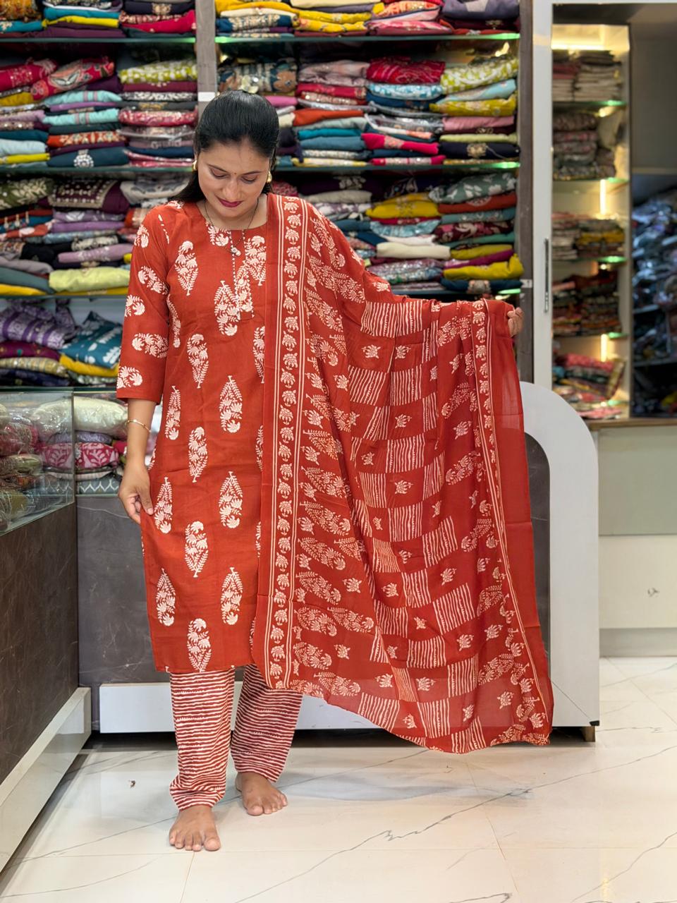 Cotton Dress Set - Orange
