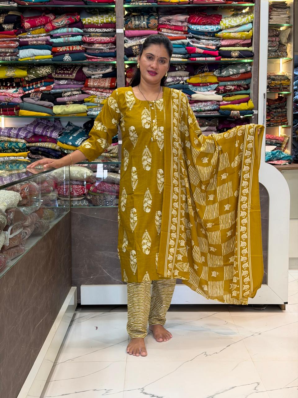 Cotton Dress Set - Musterd Yellow