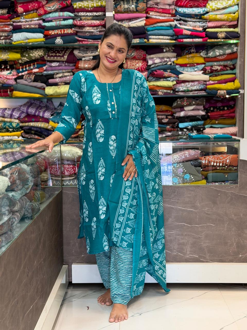 Cotton Dress Set - Blue