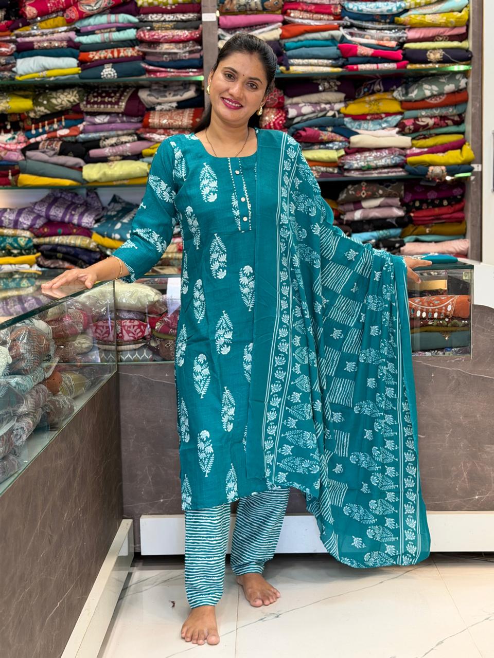 Cotton Dress Set - Blue