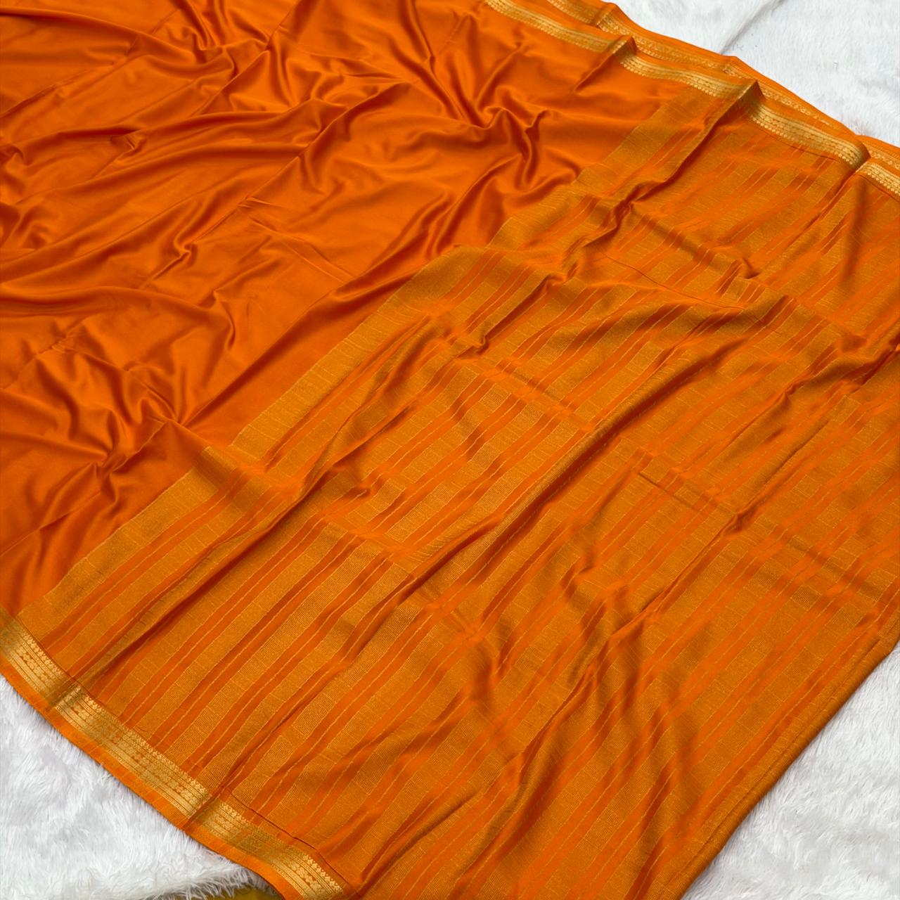 Mysore silk saree - Rust Orange