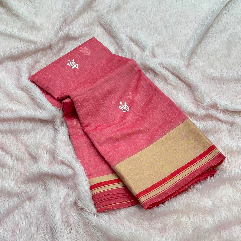 Thread Work Pattern Saree - Pink