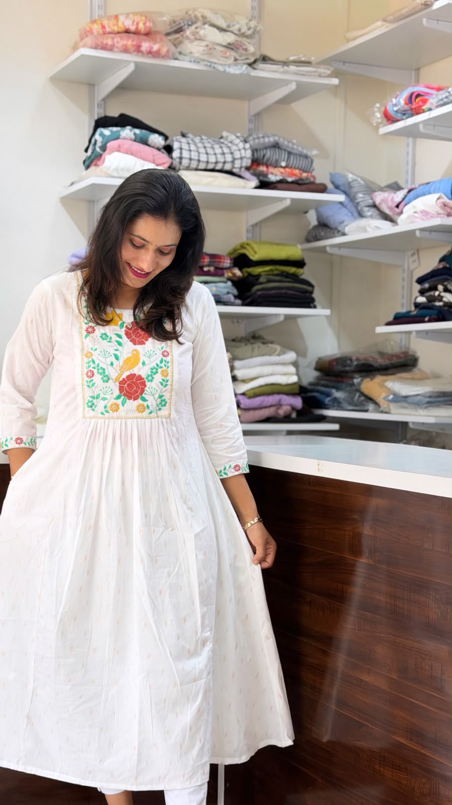 Shravan Special Cotton A-Line Long Kurti