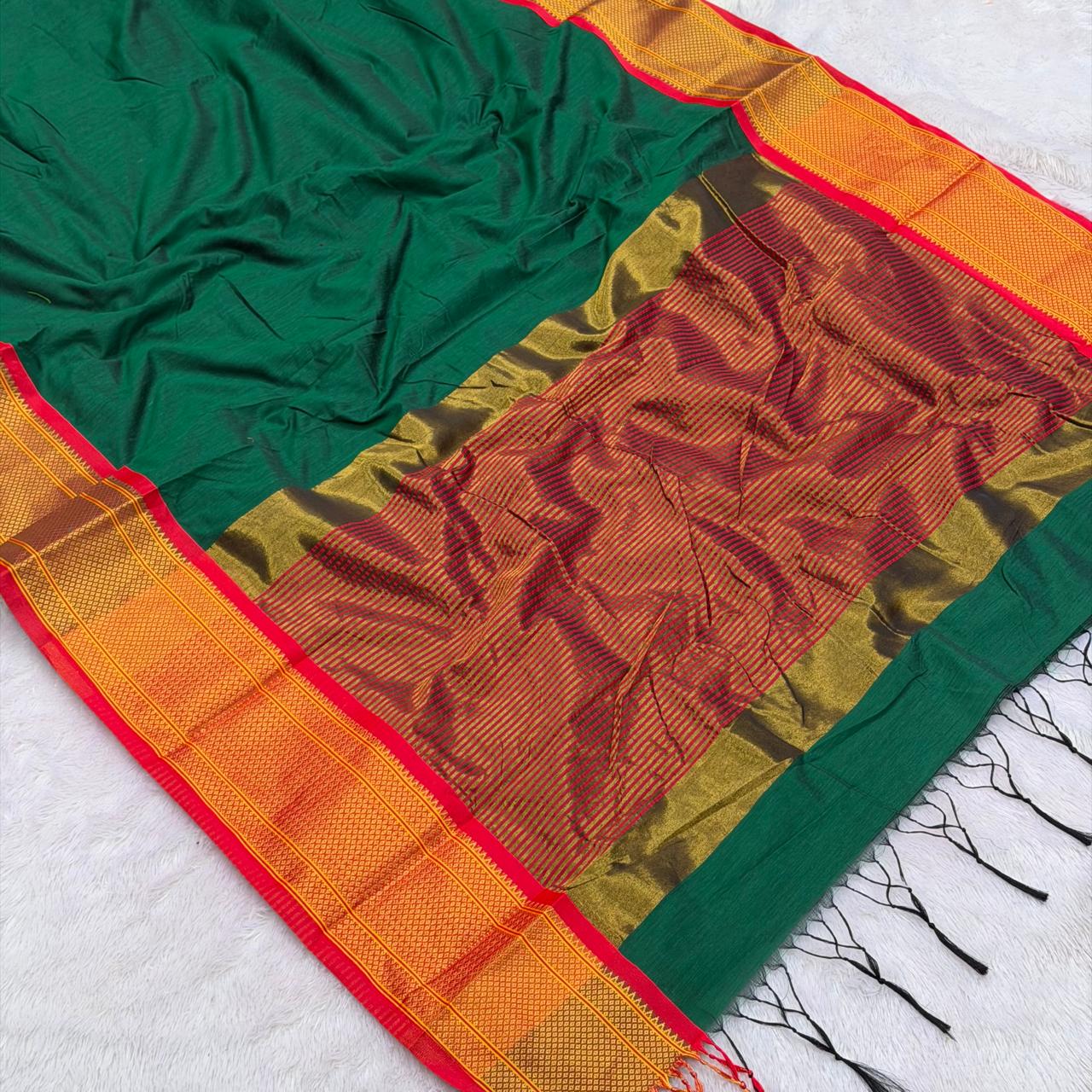 Maheshwari Paithani - Green