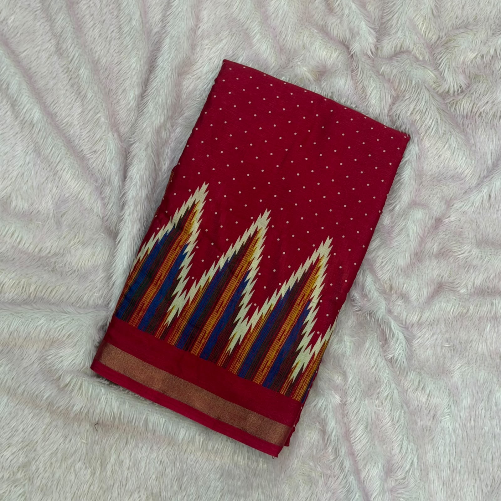 Zig zag Printed Saree - Pink