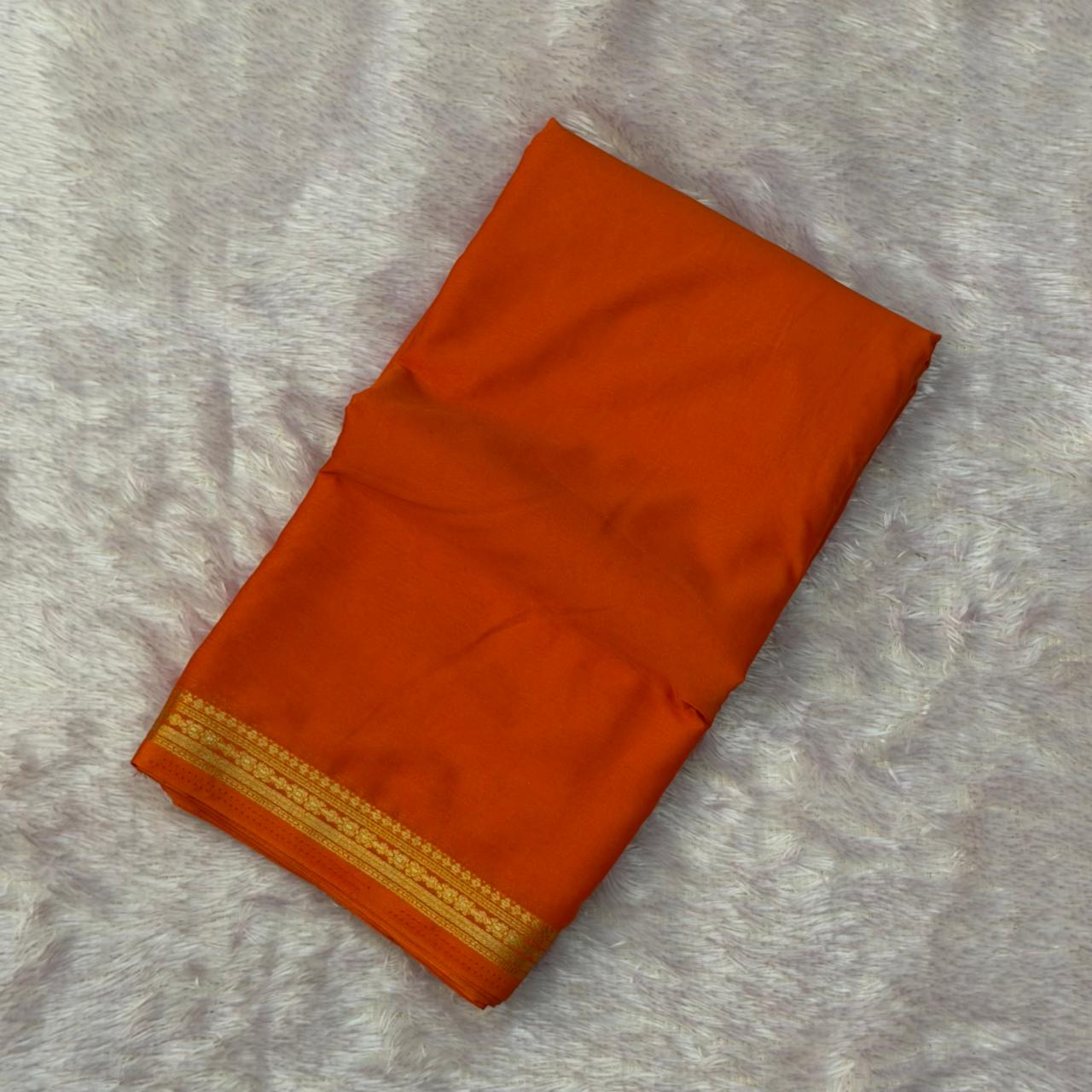 Mysore silk saree - Rust Orange