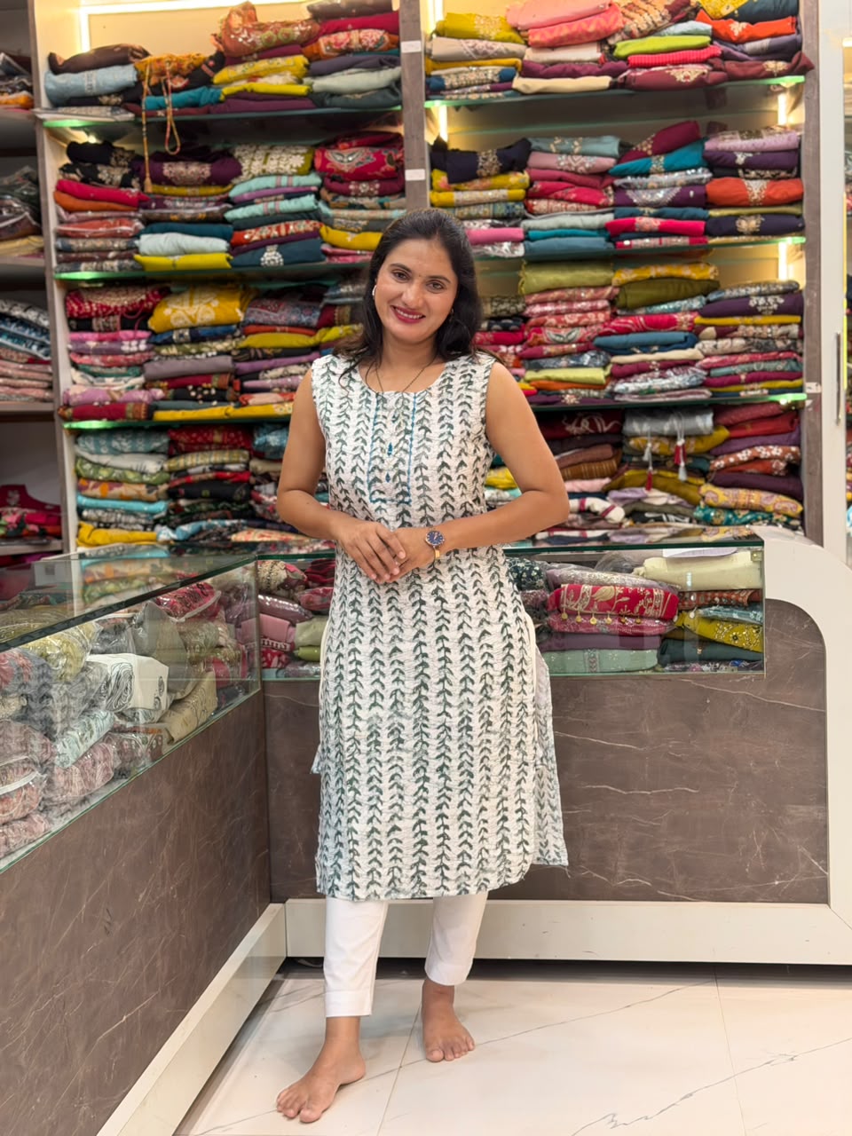 Khushi Cotton Liner Kurti  - Morpankhi Shade