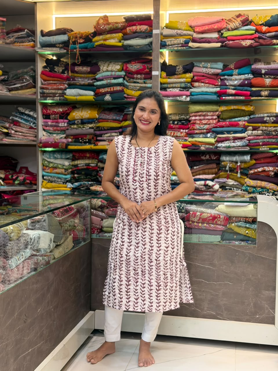 Khushi Cotton Liner Kurti - Wine Shade
