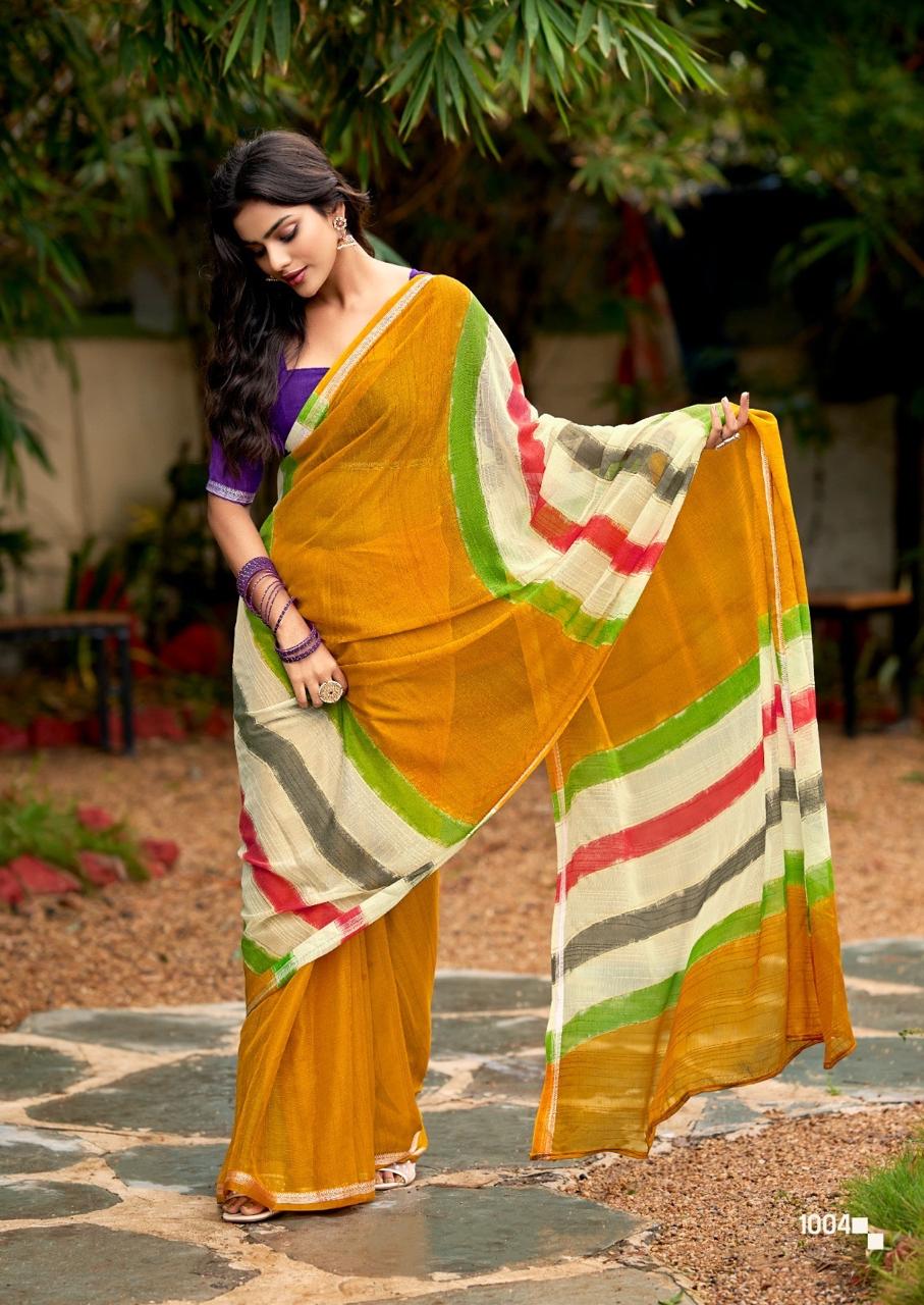 Cotton Linen Saree - Jaggery