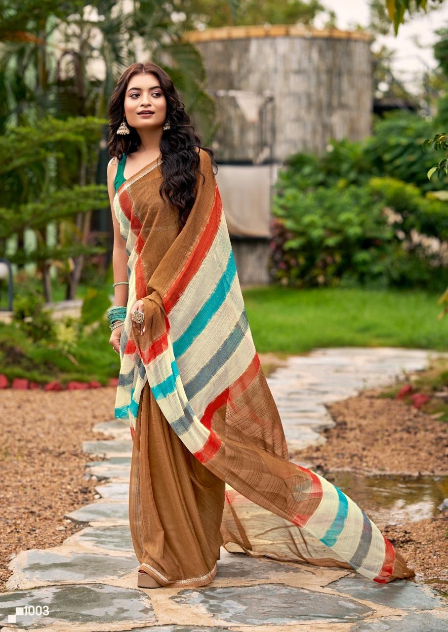 Cotton Linen Saree - Brown