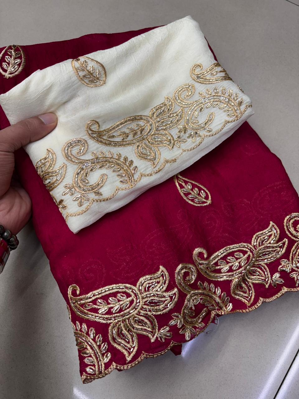 Ambika Designer Saree -  Cherry Pink