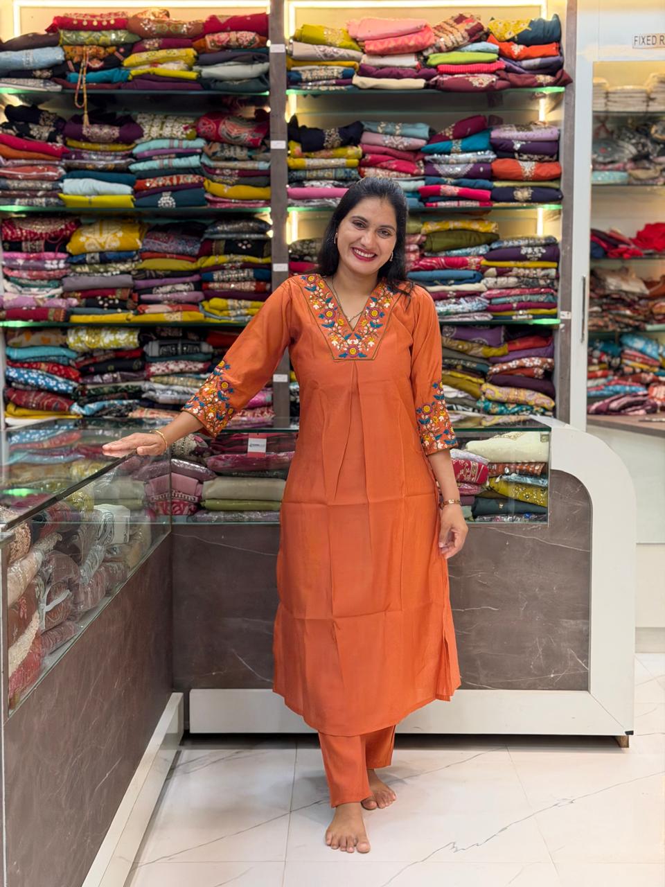 Rudrani Cord Set -  Orange
