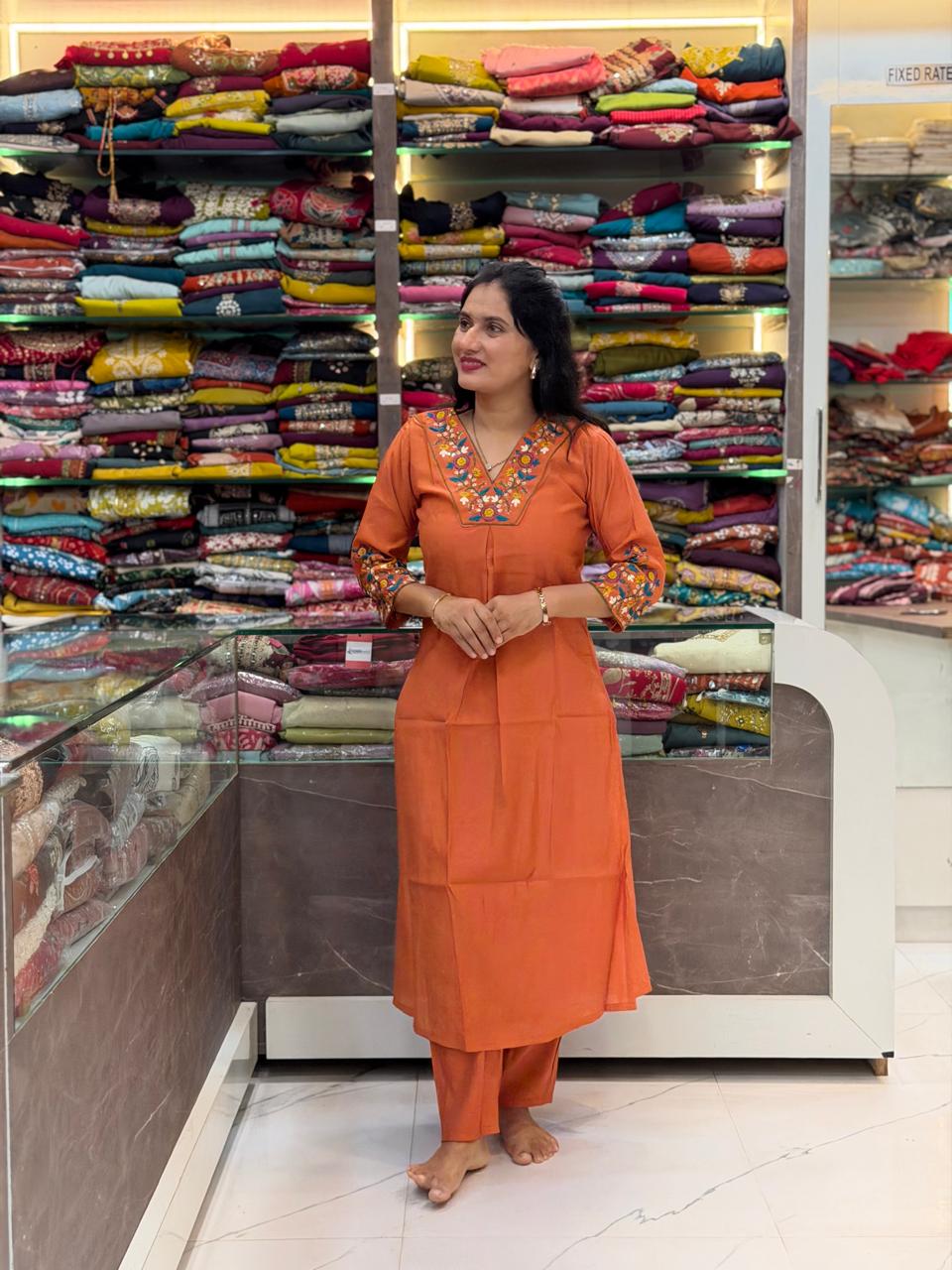 Rudrani Cord Set -  Orange