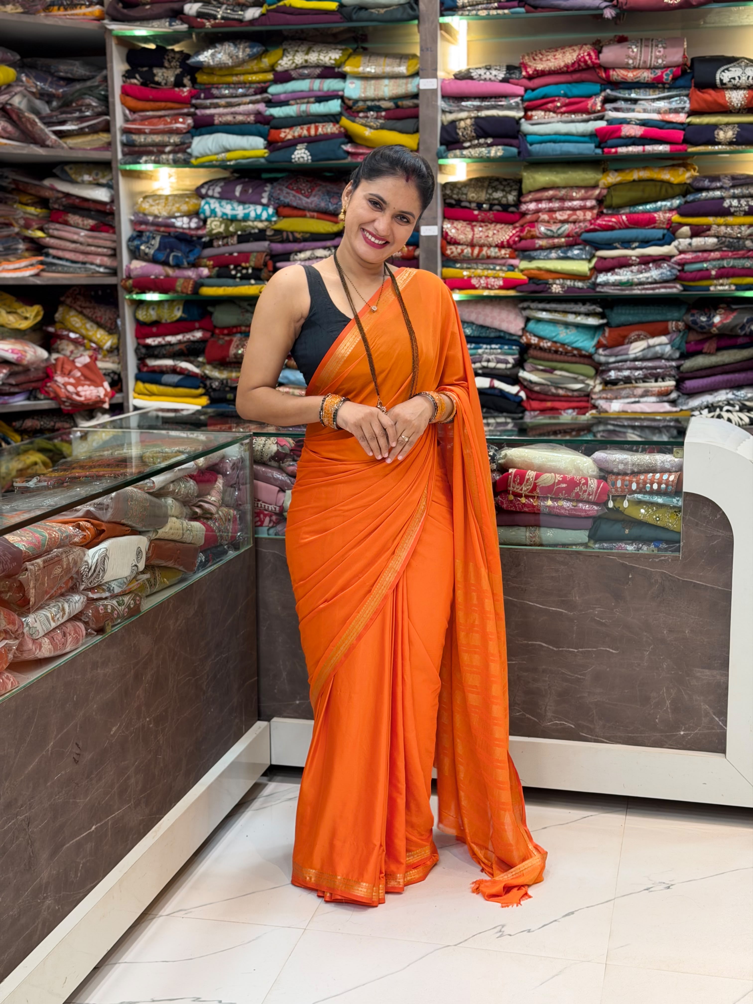 Mysore silk saree - Rust Orange