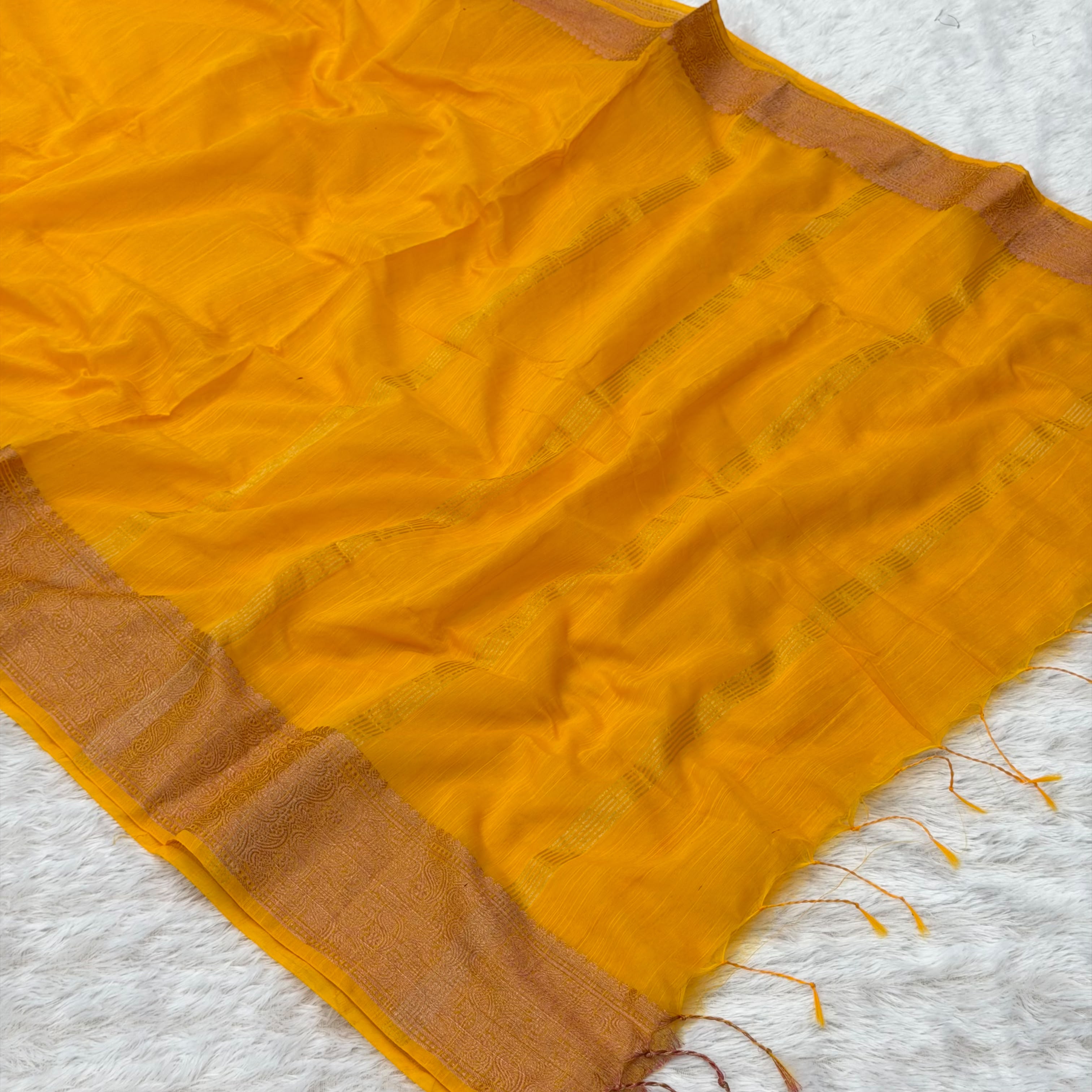 Bansi Linen Saree -  Termeric Yellow