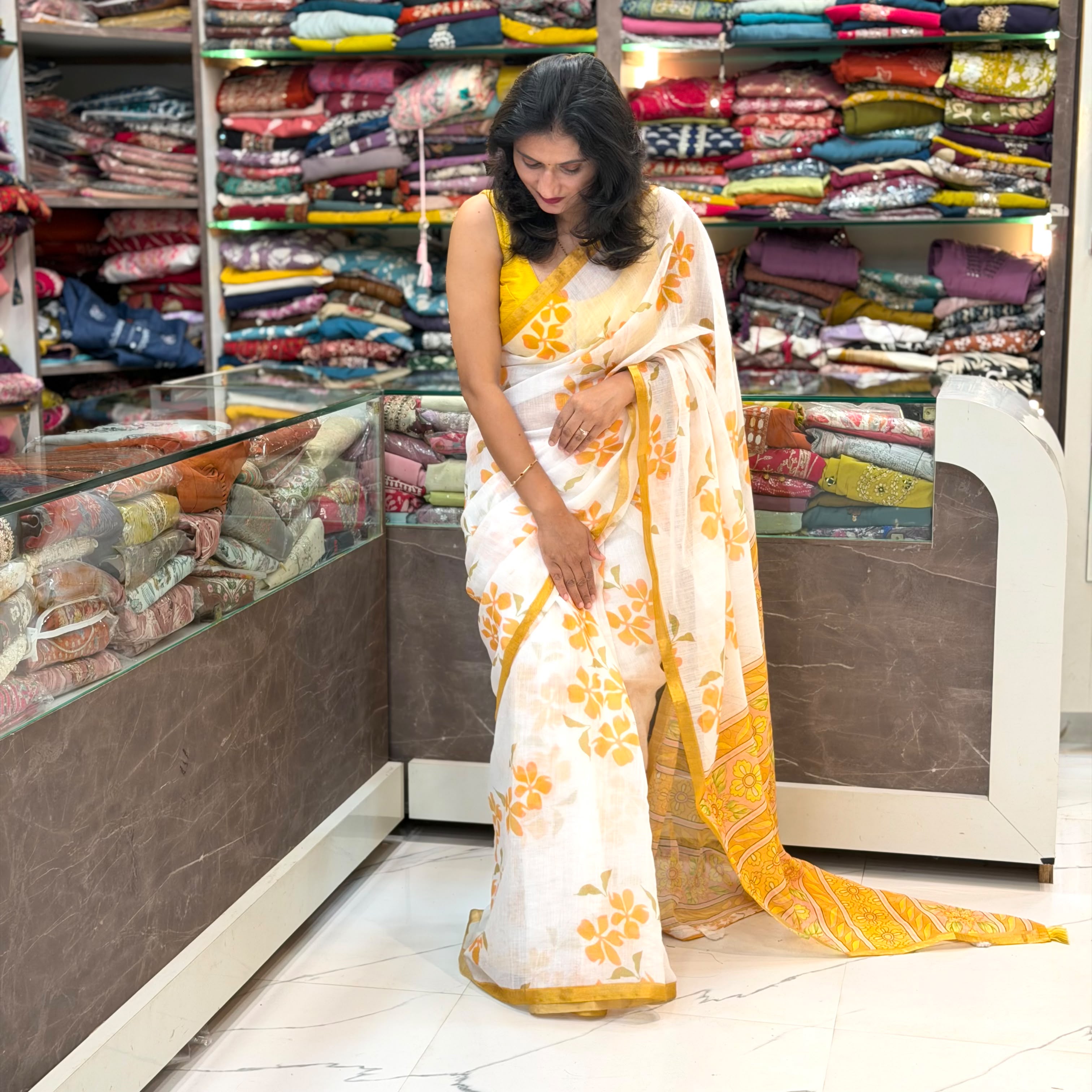 Soft Cotton Printed Floral Saree