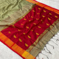 Rich Golden zari Saree - Pearl White