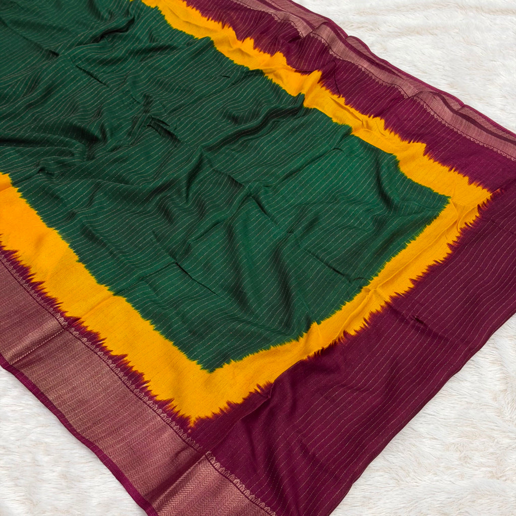 Soft Malai Silk Saree - Green