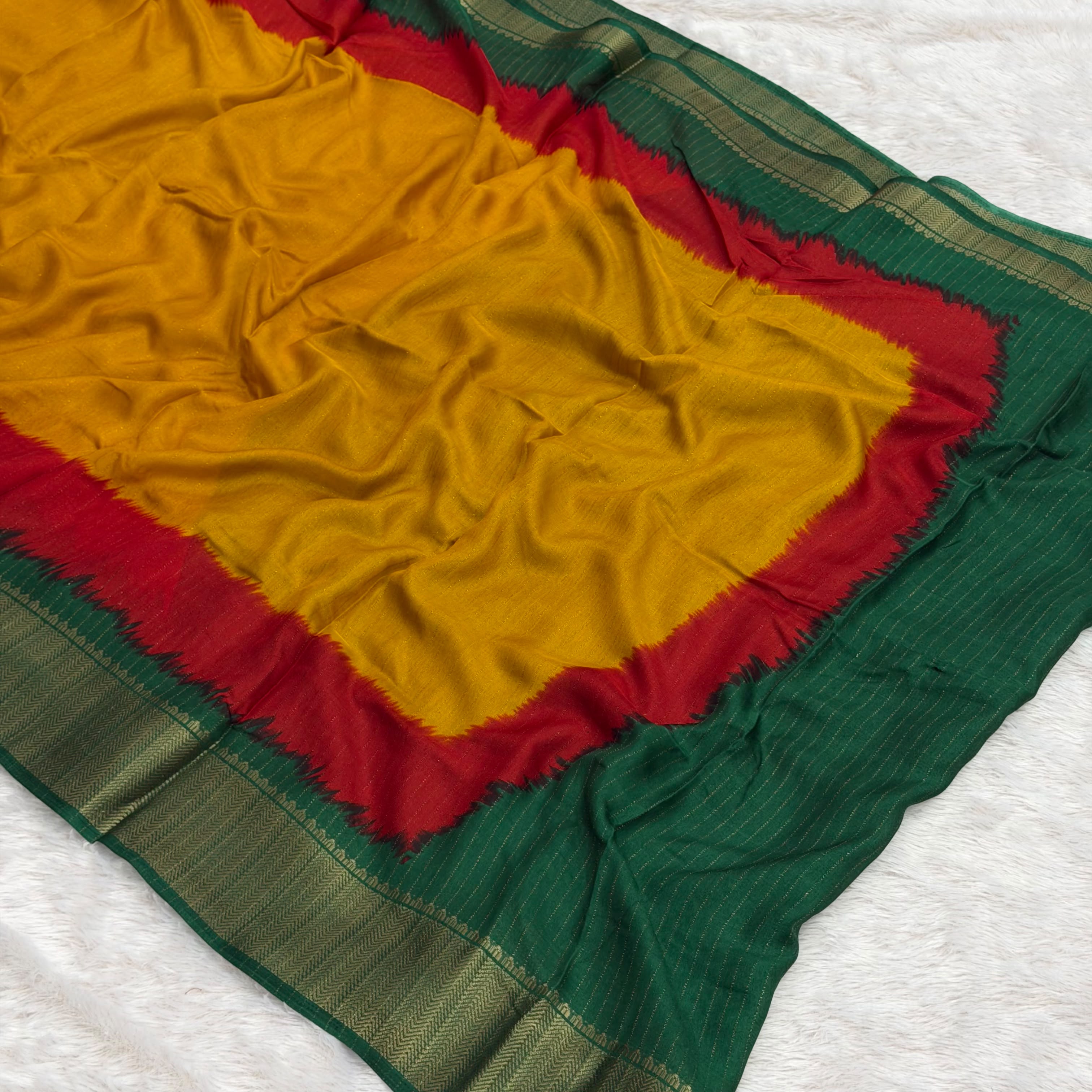 Soft Malai Silk Saree - Yellow