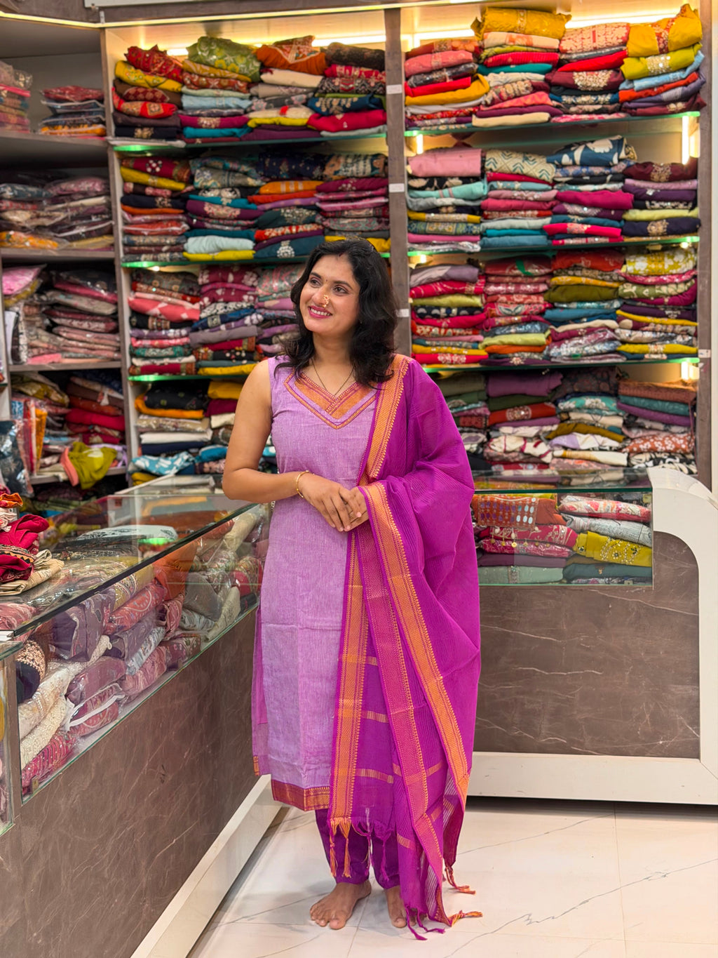 Cotton Irakal Dress Set - Rose Pink
