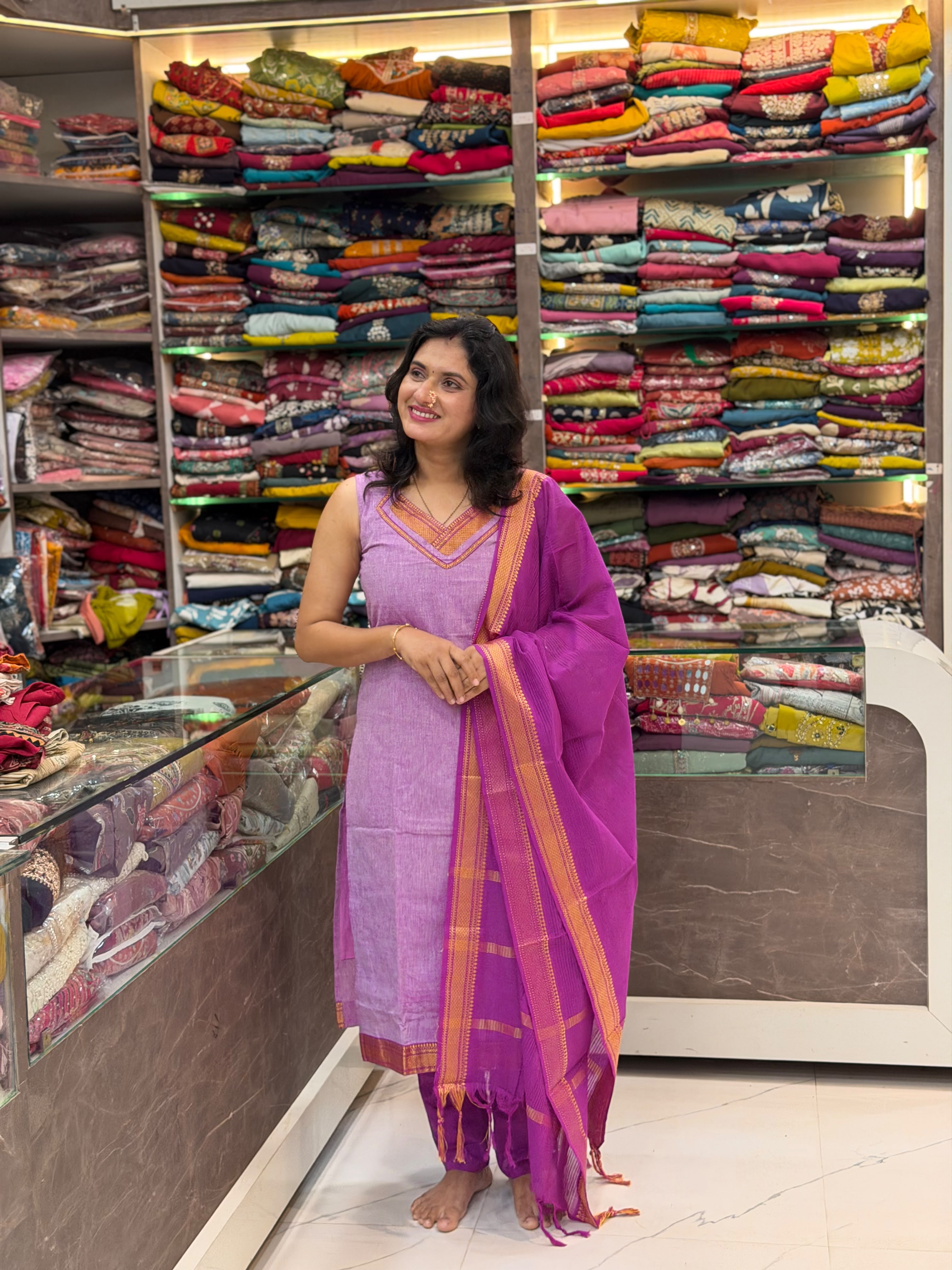 Cotton Irakal Dress Set - Rose Pink