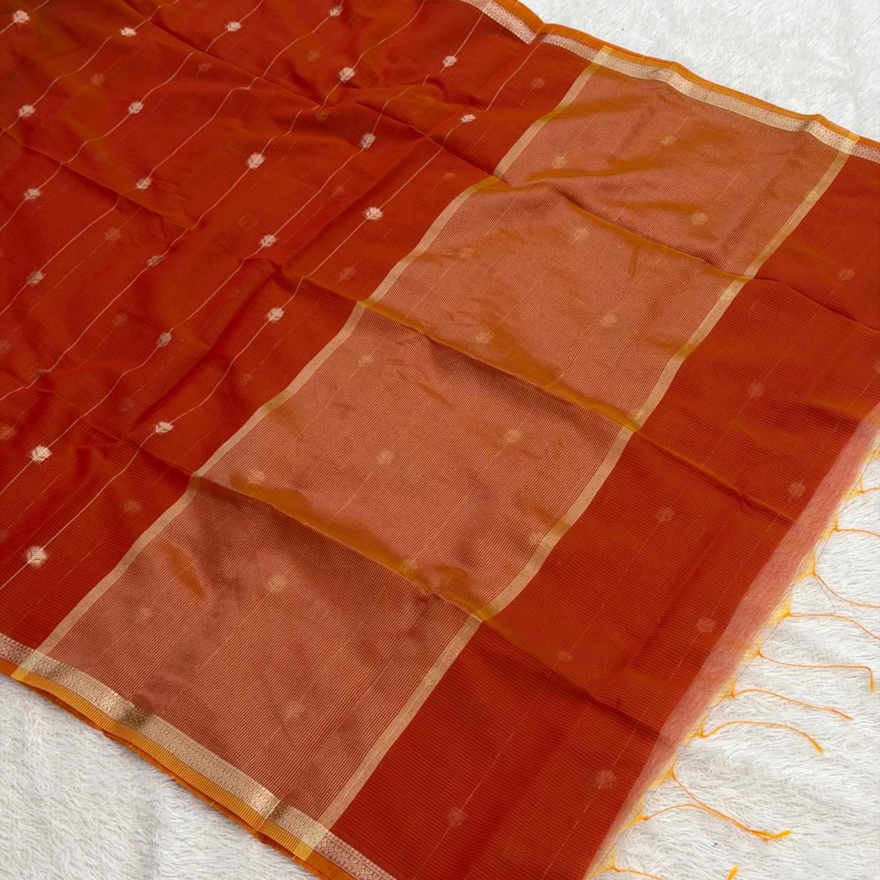 Semi maheshwari saree -  Orange
