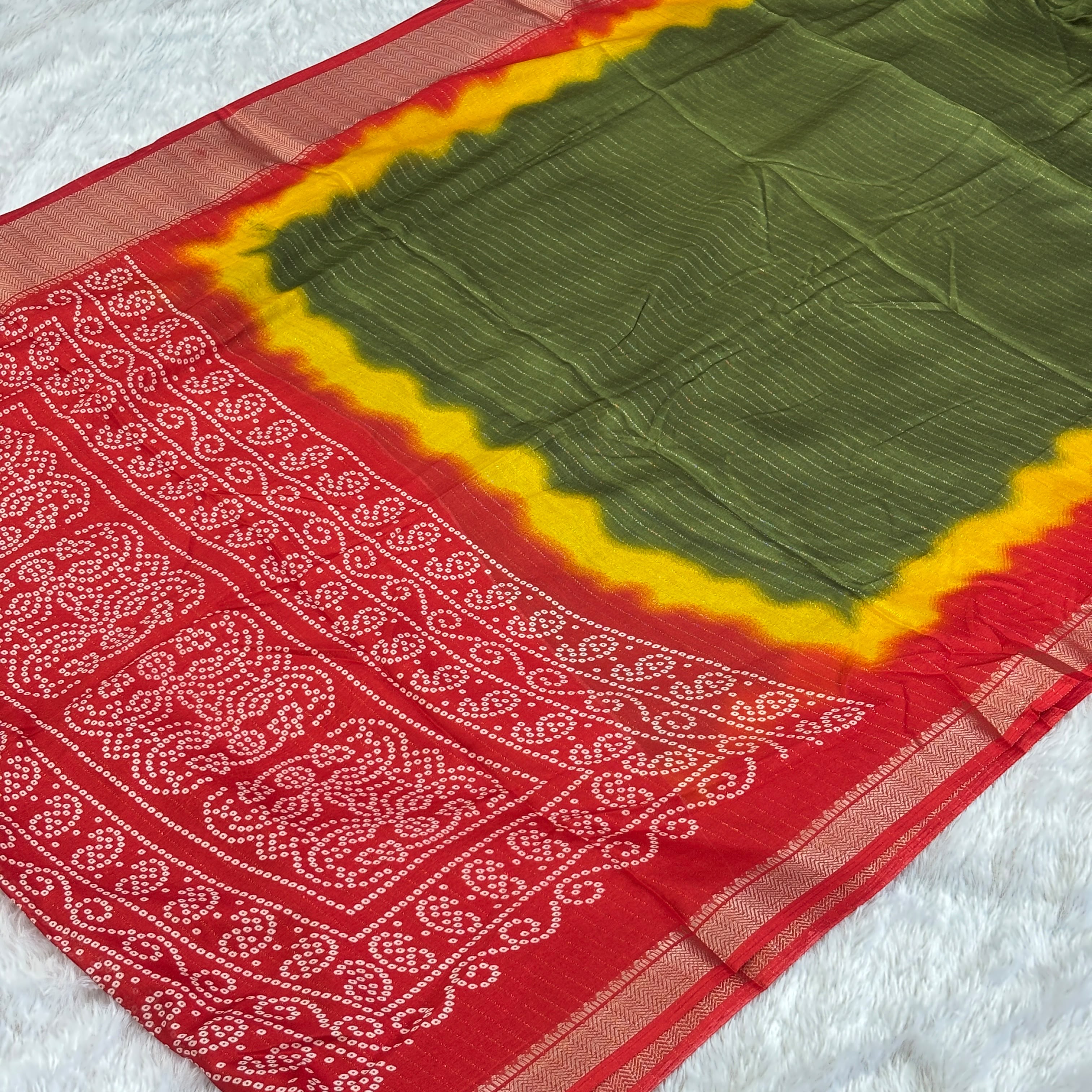 Soft Malai Silk Saree -  Mehandi Green