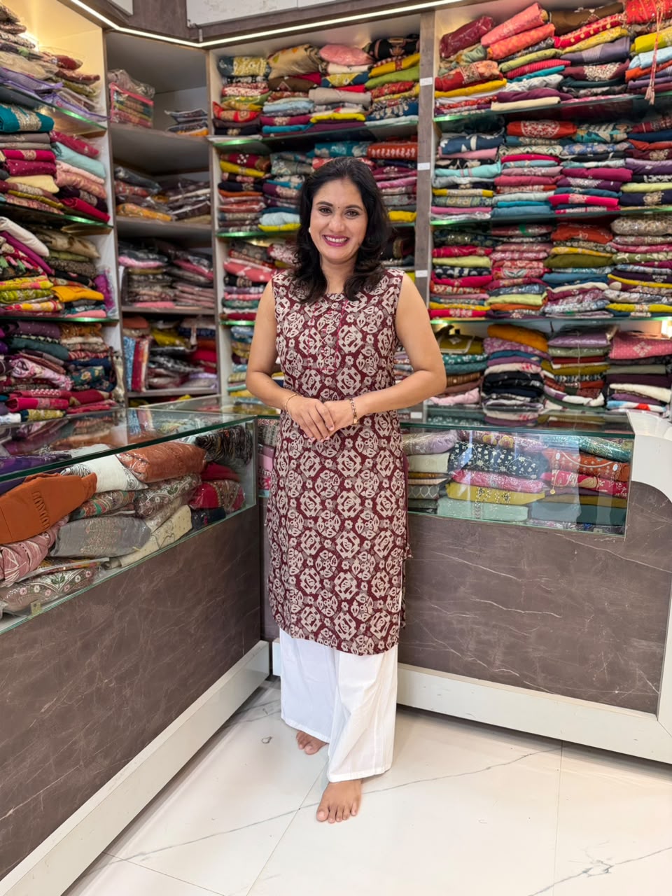American Style crep Kurti-  Marron