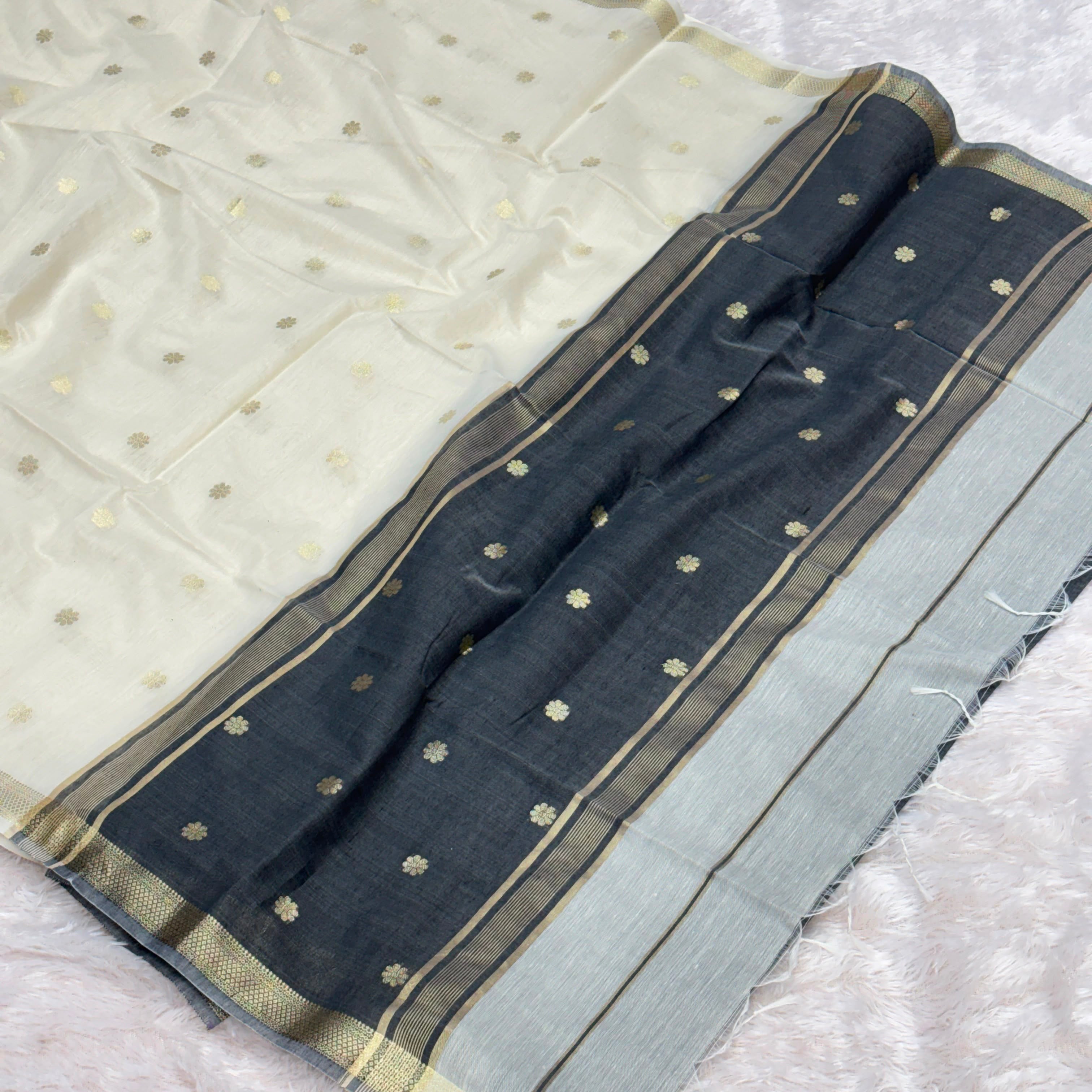 Floral Maheshwari Saree - Black