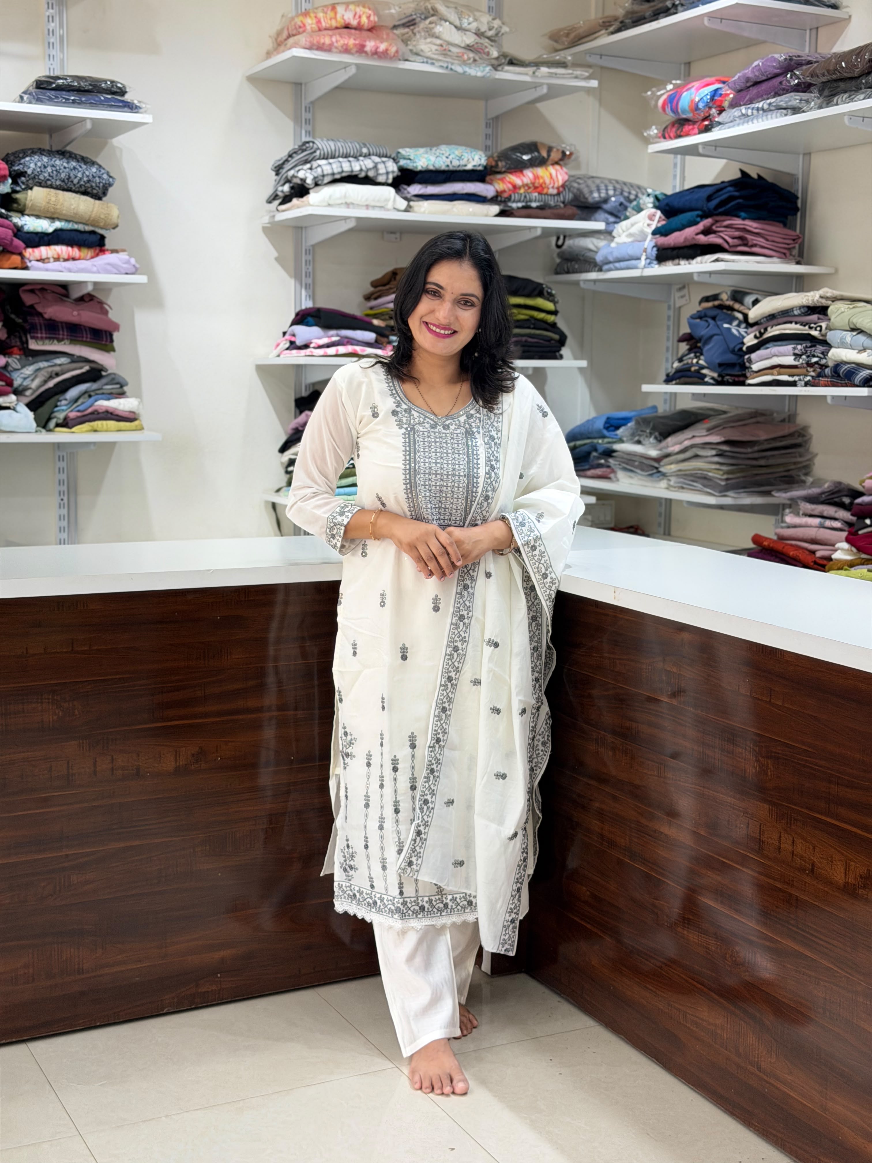 French Silk Designer Dress - White