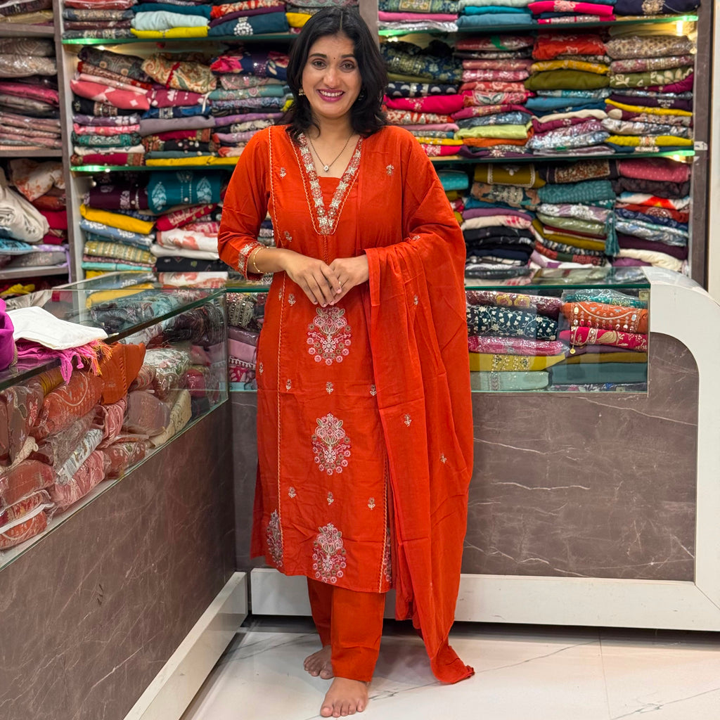 Mal Cotton Dress Set - Orange