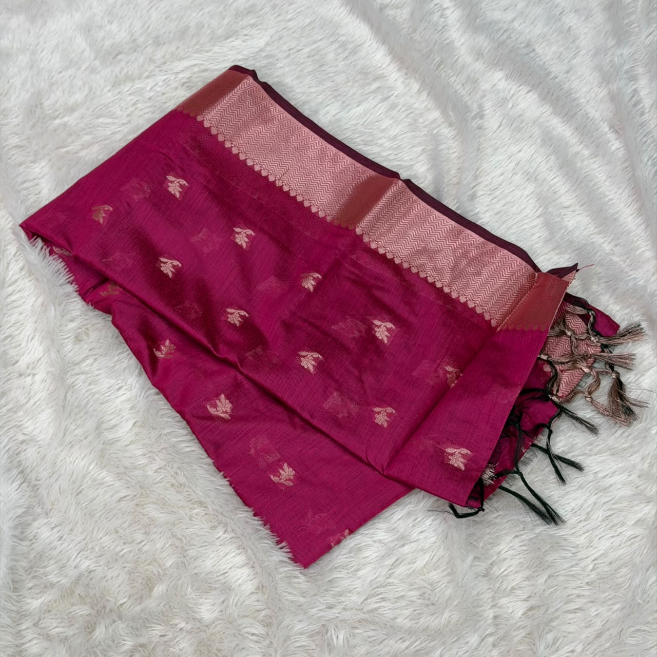 Butterfly Maheshwari Saree - Cherry Pink