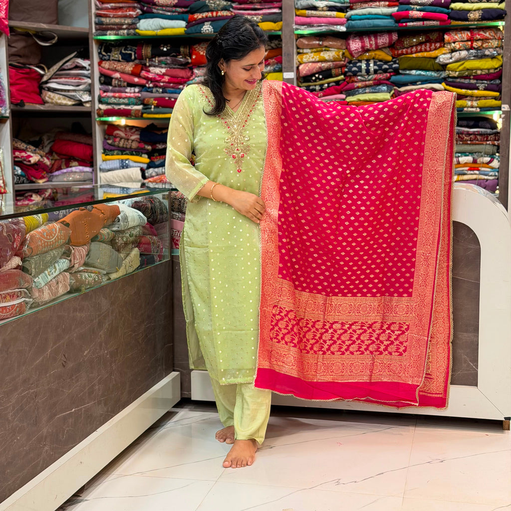Parrot Green Designer Dress