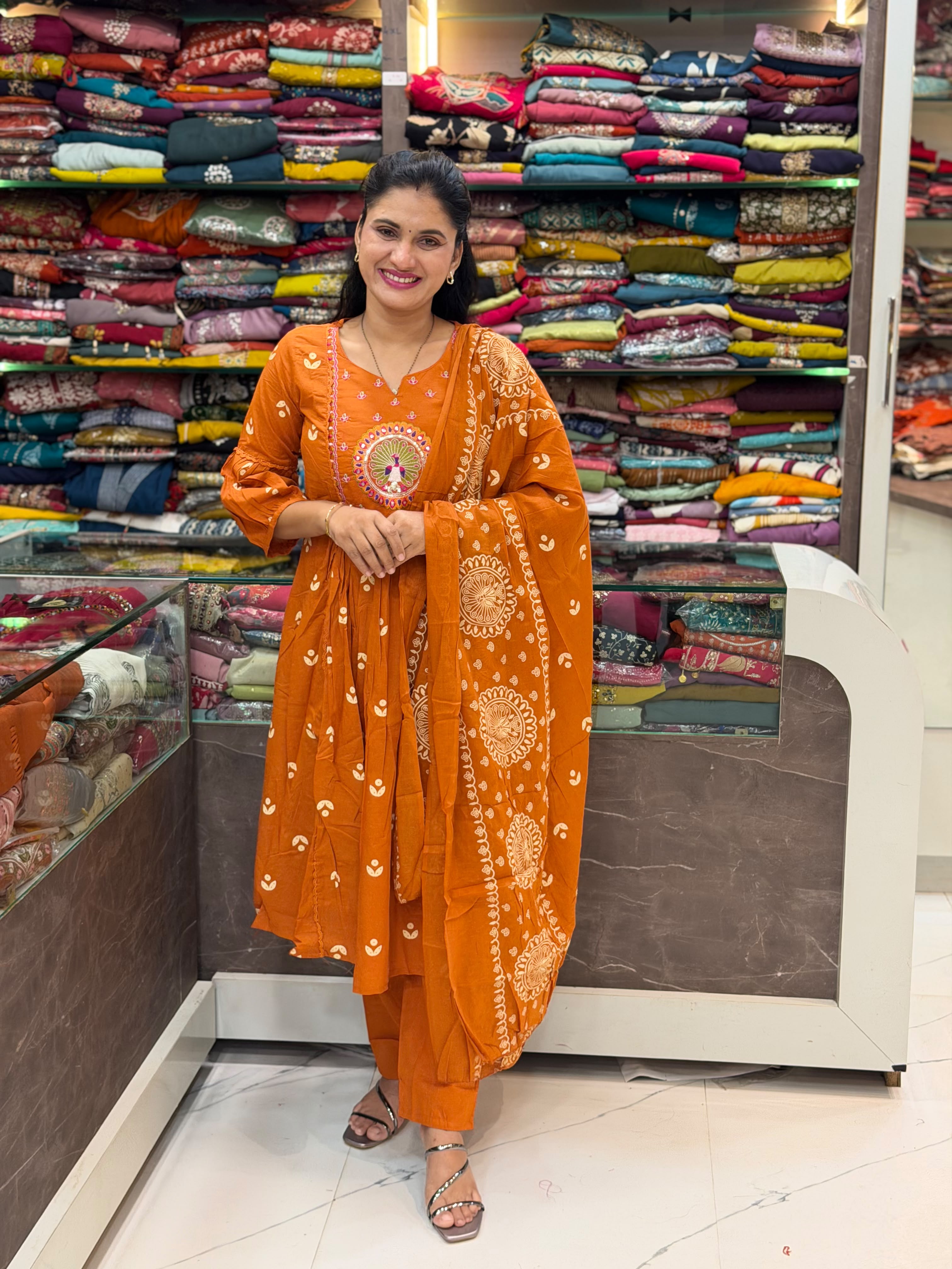 Nehra Dress Set  - Orange