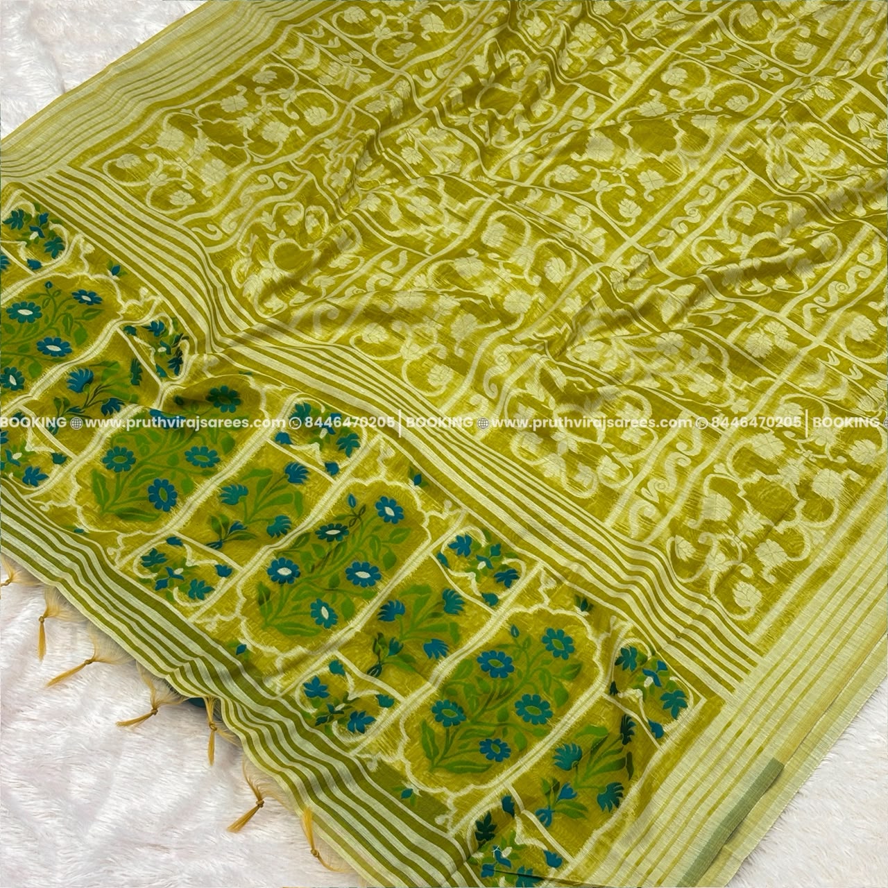 Zarokha Pattern Saree - Lemon Yellow
