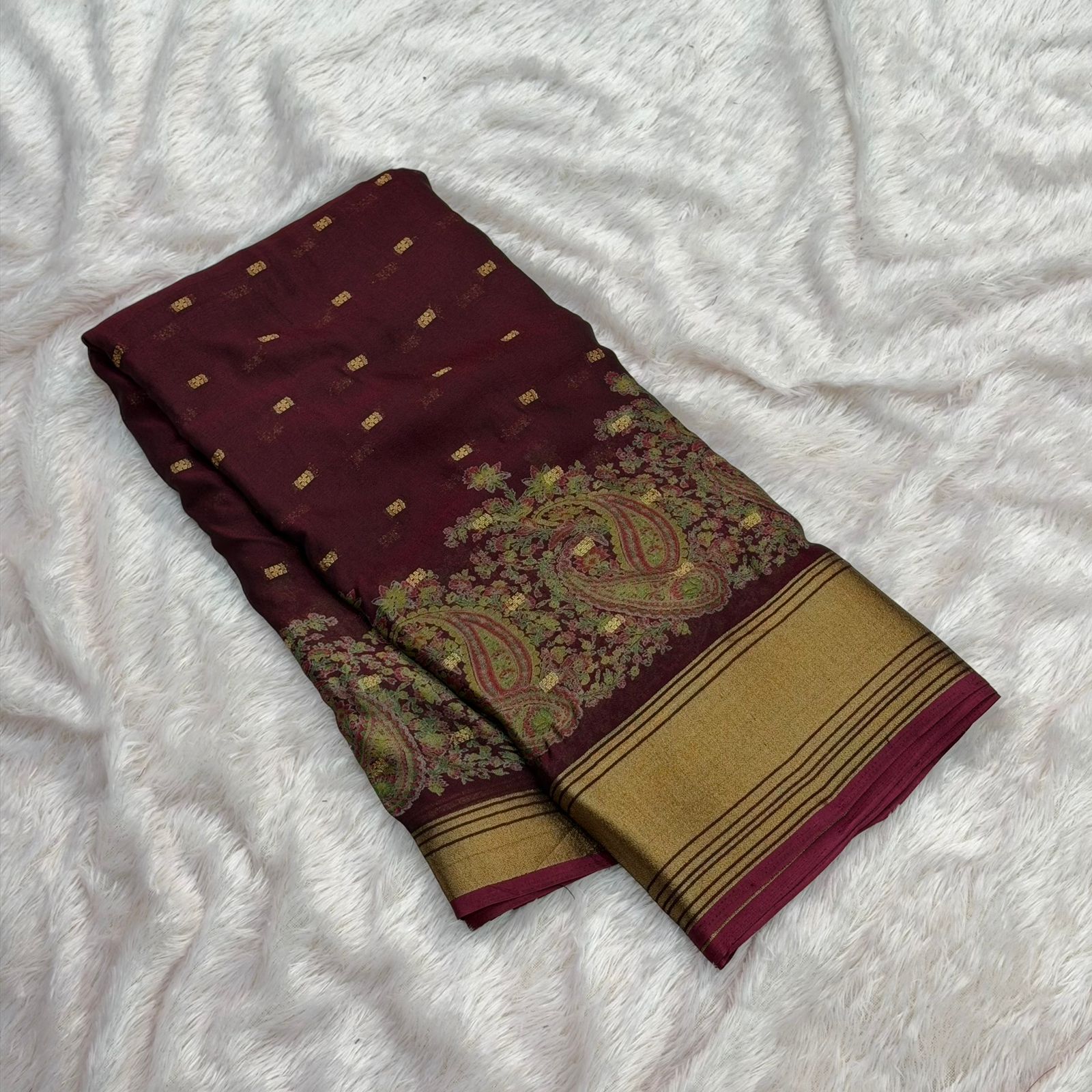Rangoli Fabric 3D Print Saree - Choclate