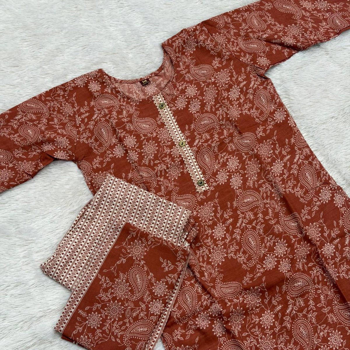 Koyari Design Dress Set- Rust