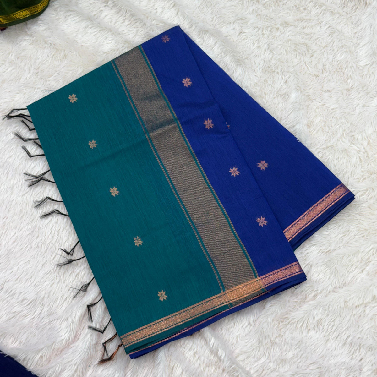 Flower Maheshwari Saree -Royal Blue