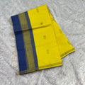 Flower Maheshwari Saree - Yellow With Blue