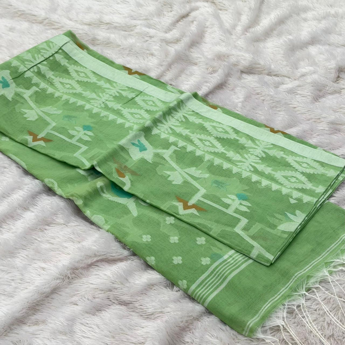Cotton Handloom sarees -Pista
