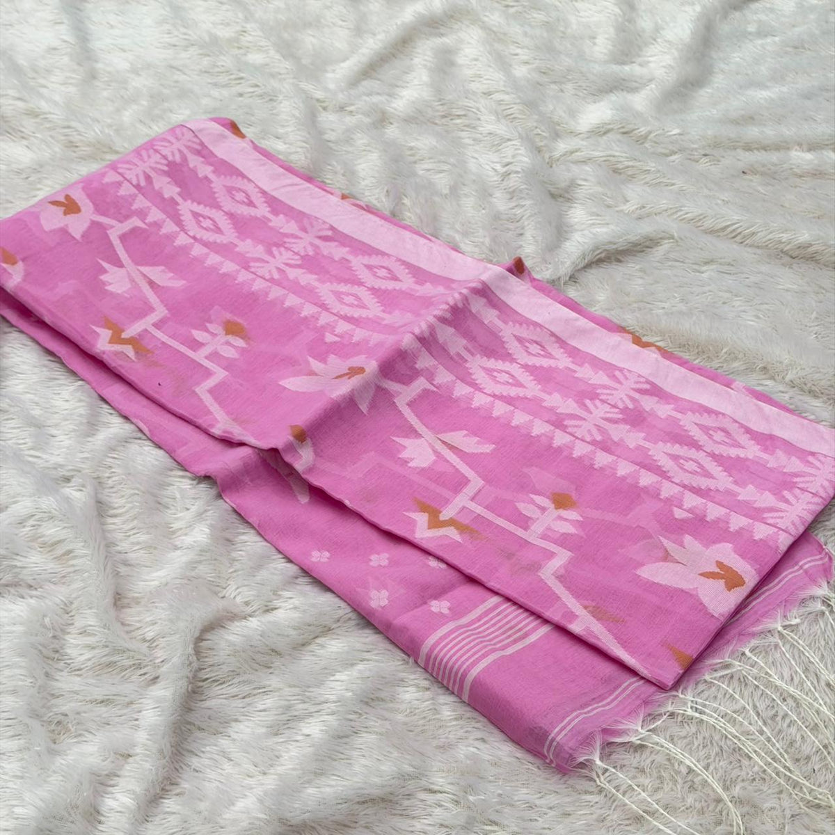 Cotton Handloom sarees - Light Pink