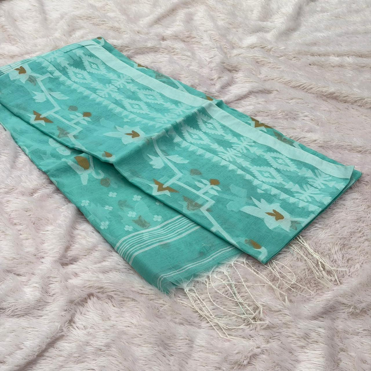 Cotton Handloom sarees - Rama Blue