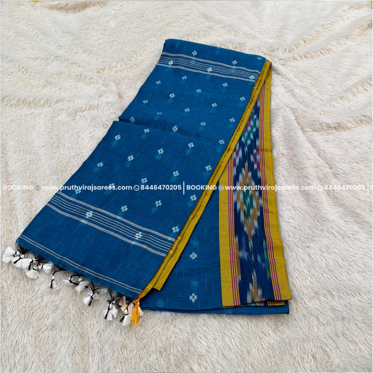 Kolkata Jamdani Designer Saree –  Blue