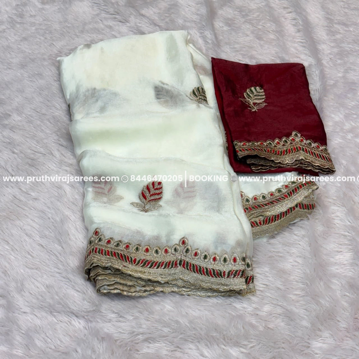 Contrast blouse pice saree